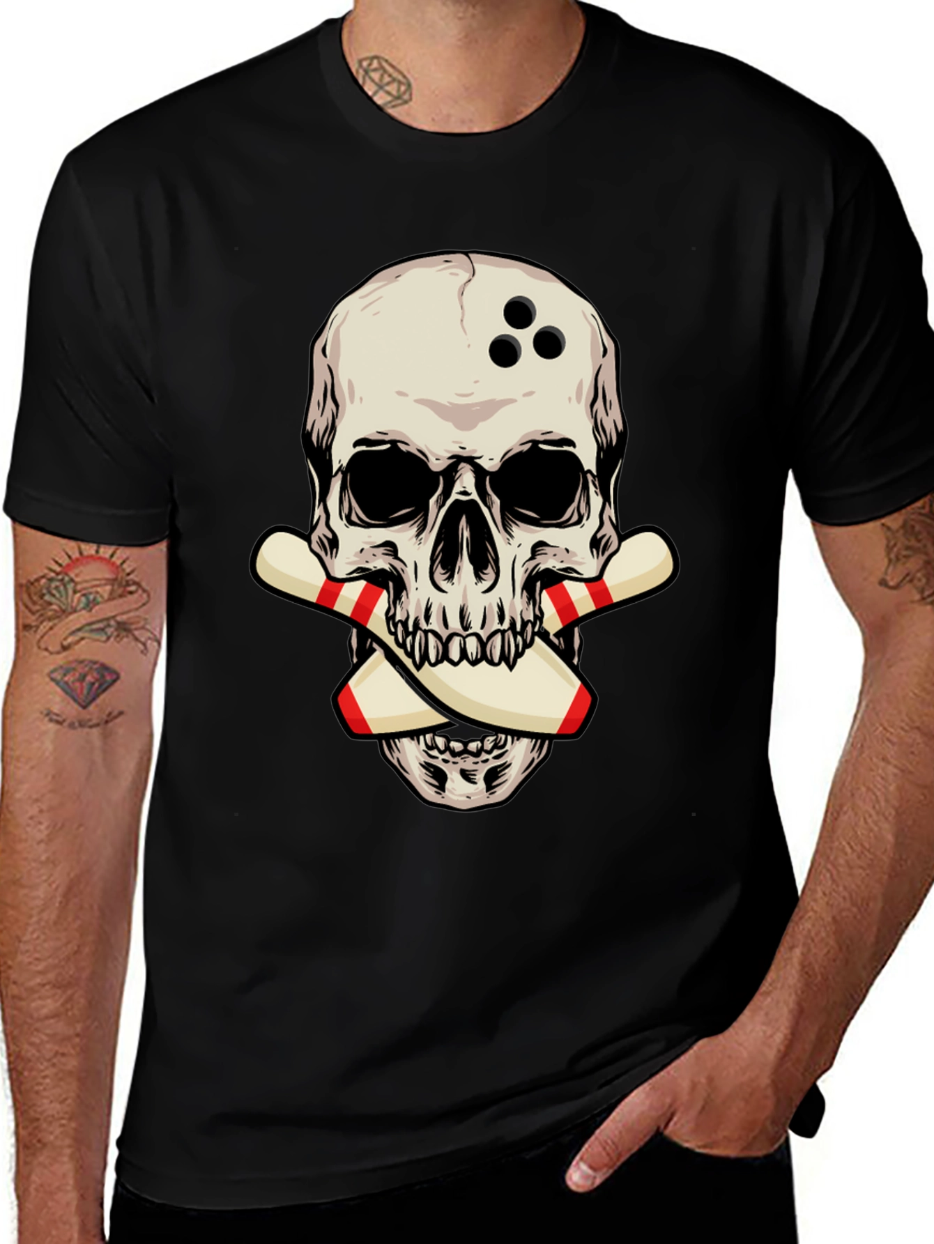 Bowling Skull Graphic Tee - Strike a Stylish Look