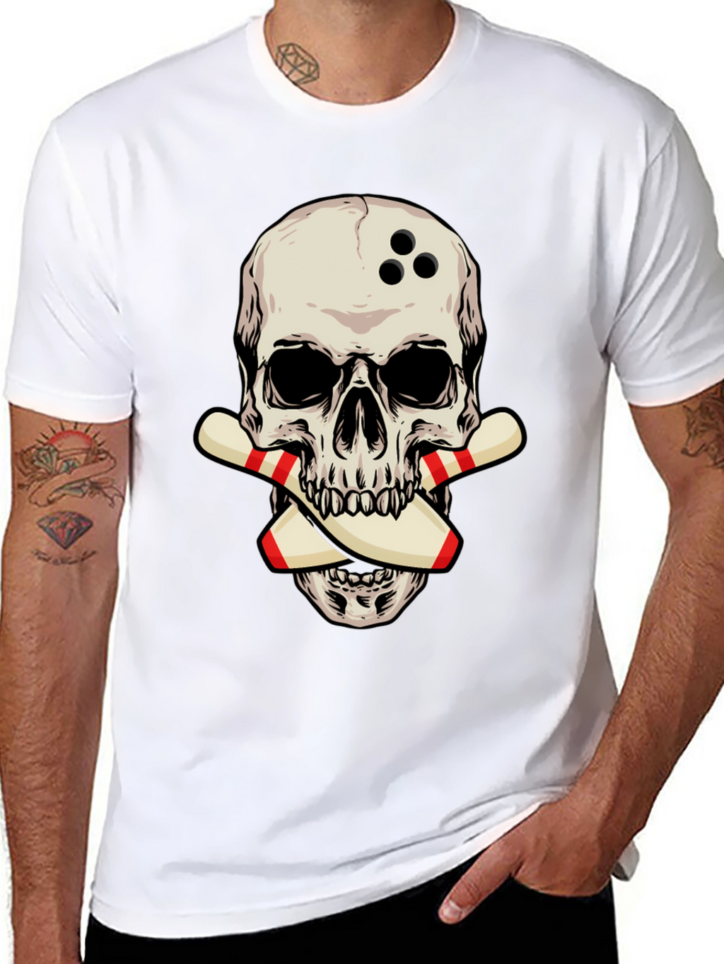 Bowling Skull Graphic Tee - Strike a Stylish Look