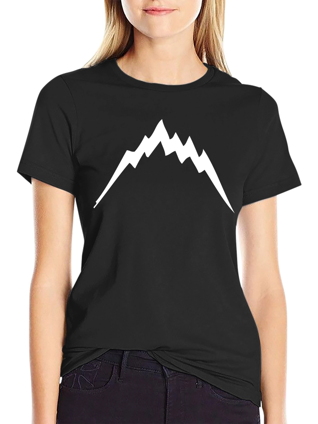 Mountain Peak Graphic Tee - Black Cotton Shirt