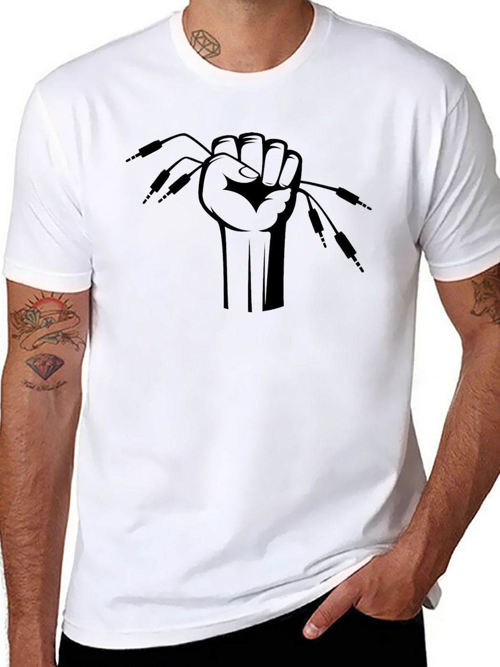 Music Power Fist Graphic T-Shirt - Black