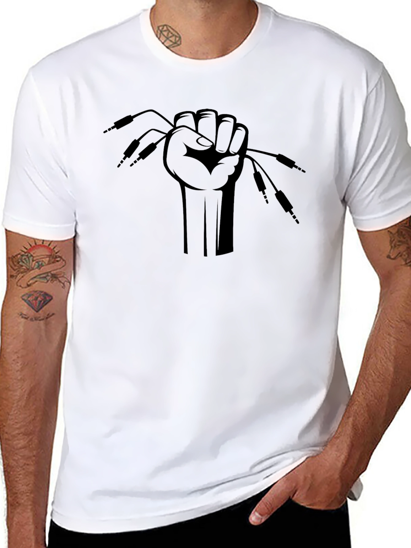 Music Power Fist Graphic T-Shirt - Black