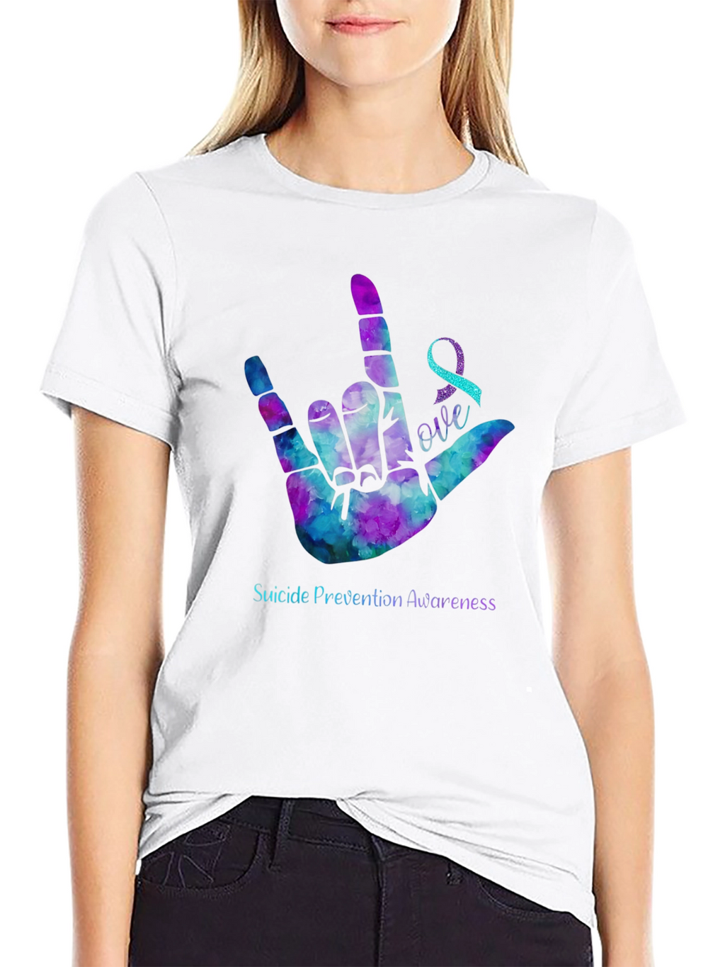 Suicide Prevention Awareness T-Shirt I Love You Hand Sign