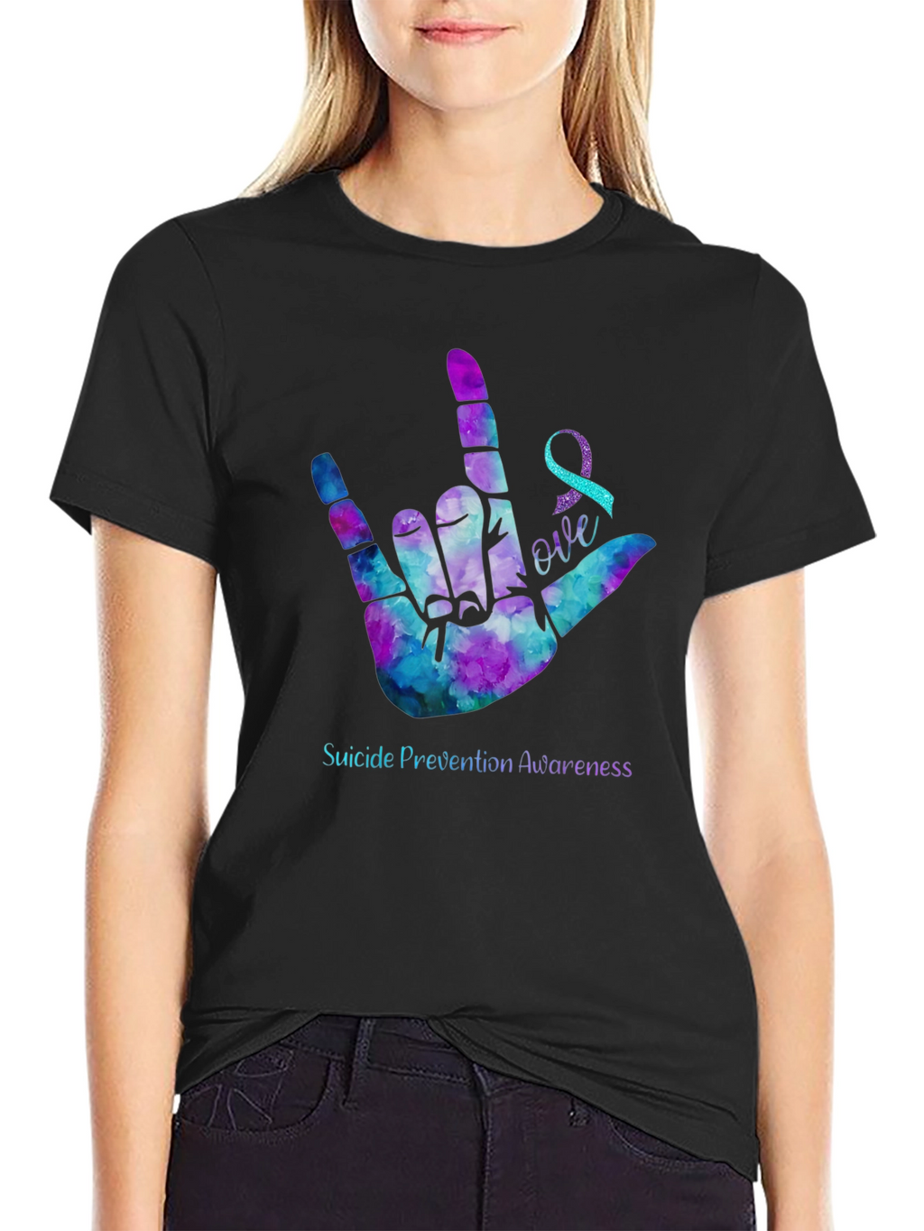 Suicide Prevention Awareness T-Shirt I Love You Hand Sign