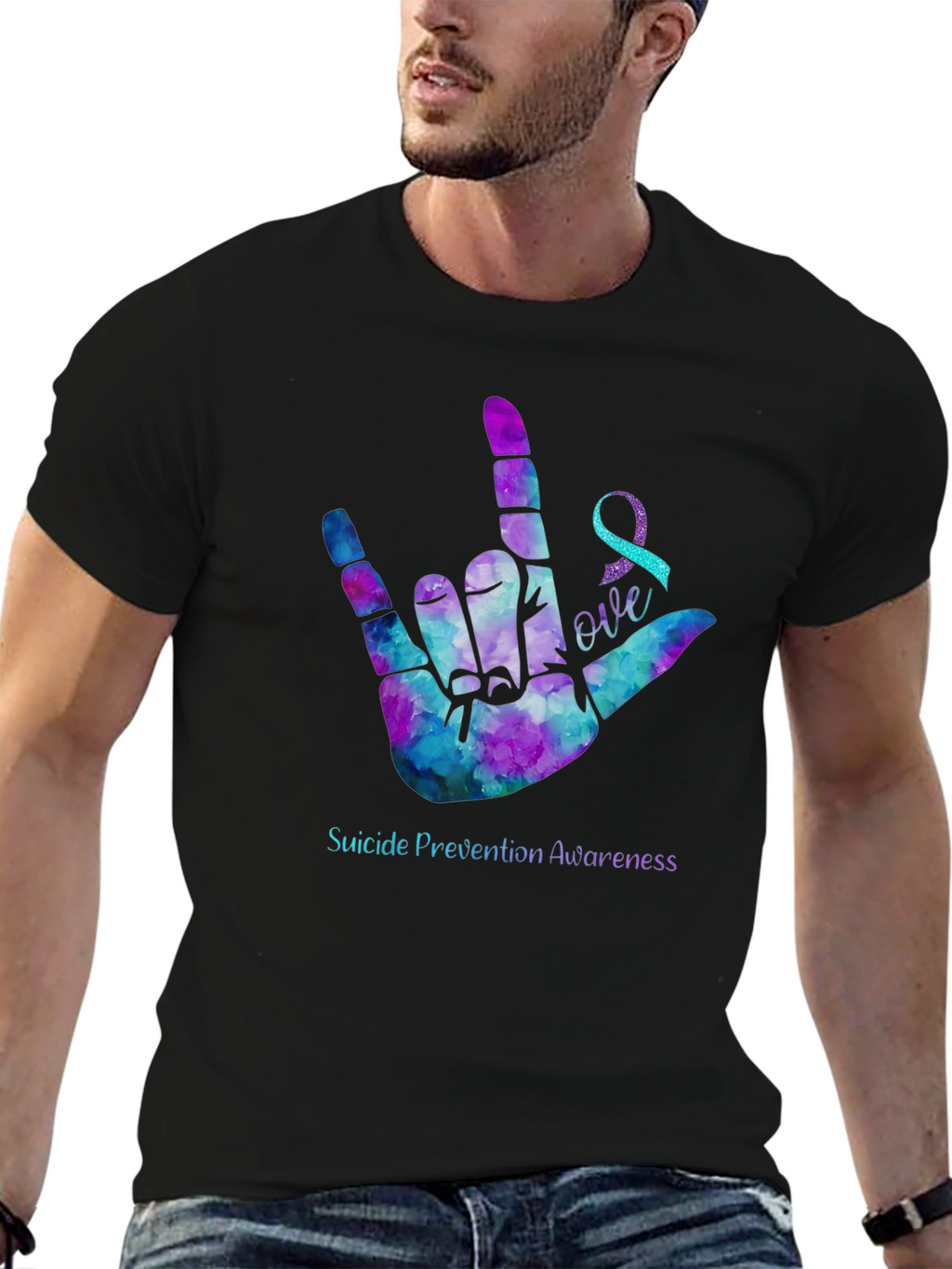 Suicide Prevention Awareness T-Shirt I Love You Hand Sign