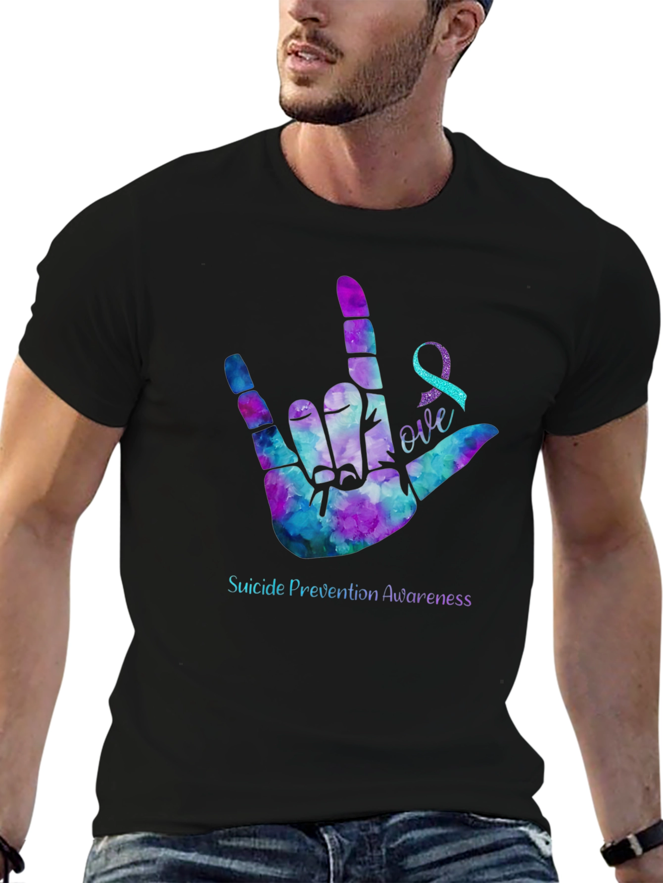Suicide Prevention Awareness T-Shirt I Love You Hand Sign