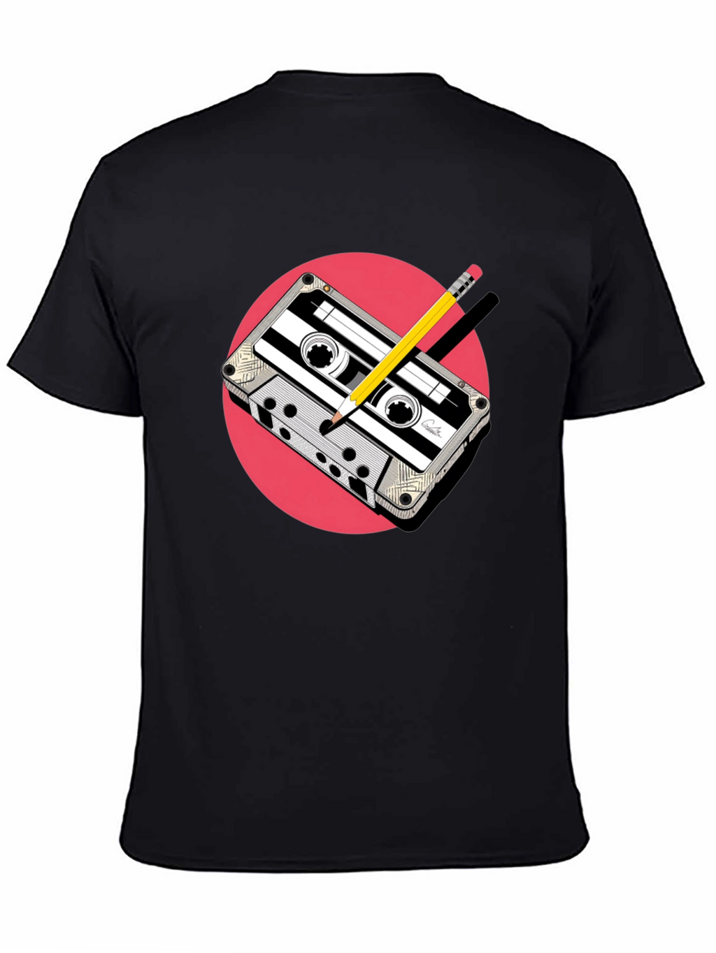Retro Cassette & Pencil Graphic Tee - Classic Cool