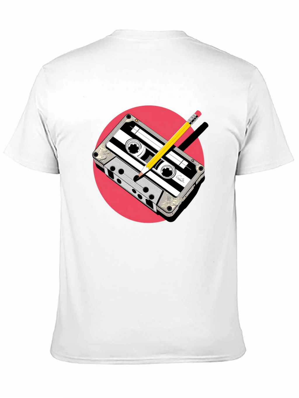 Retro Cassette & Pencil Graphic Tee - Classic Cool