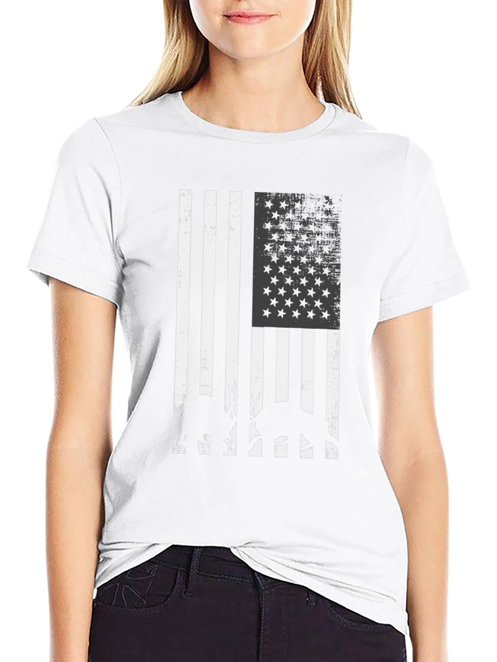 American Flag Deer Silhouette Graphic T-Shirt