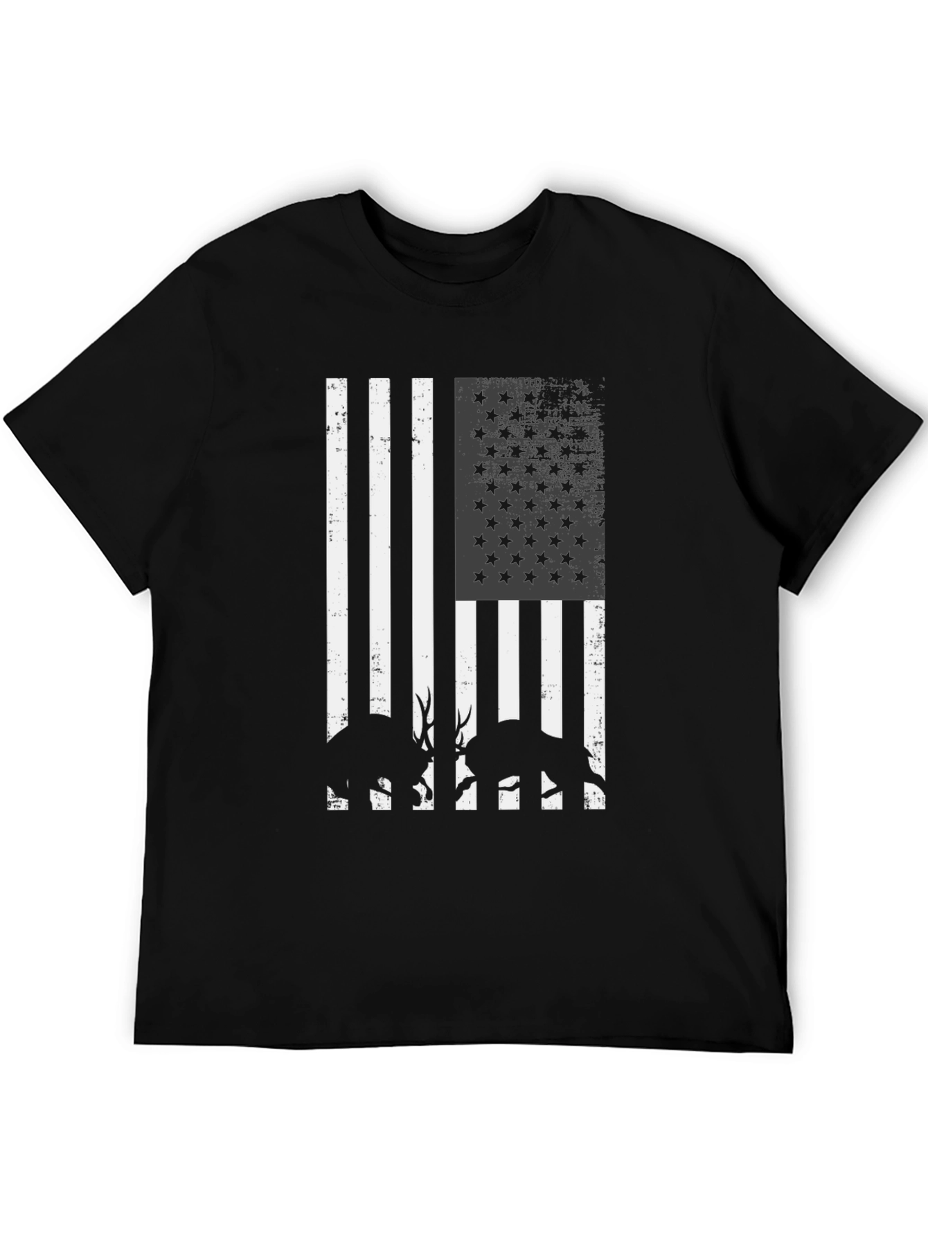 American Flag Deer Silhouette Graphic T-Shirt