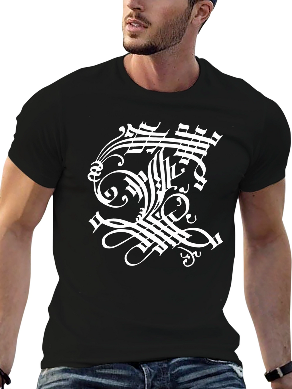 Unique Calligraphy Graphic T-Shirt