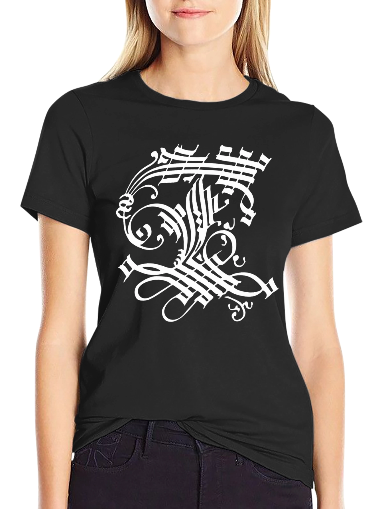 Unique Calligraphy Graphic T-Shirt