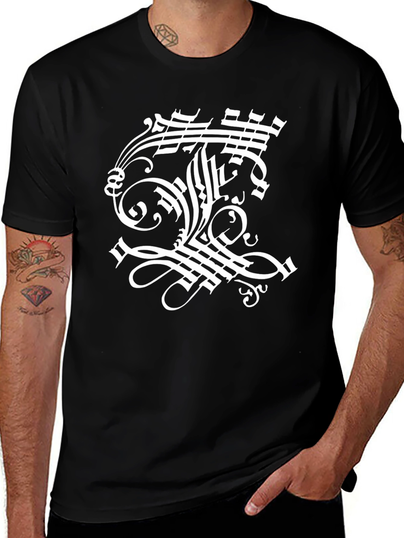 Unique Calligraphy Graphic T-Shirt