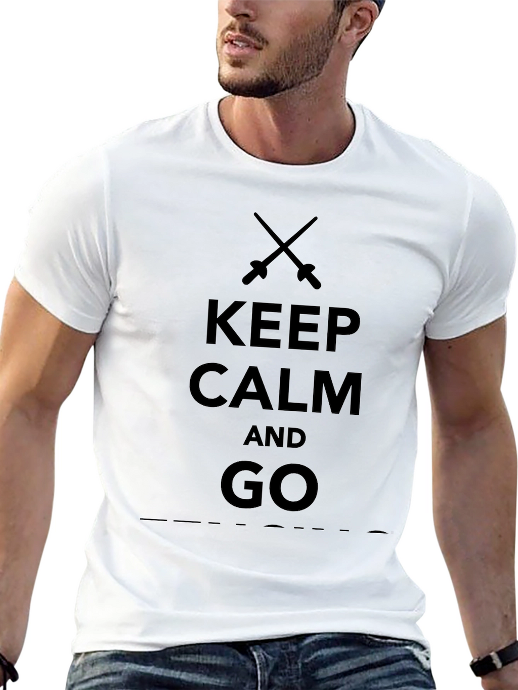 Keep Calm and Go Black Graphic T-Shirt