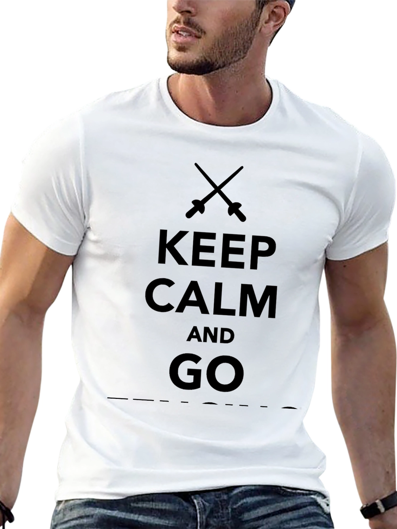 Keep Calm and Go Black Graphic T-Shirt