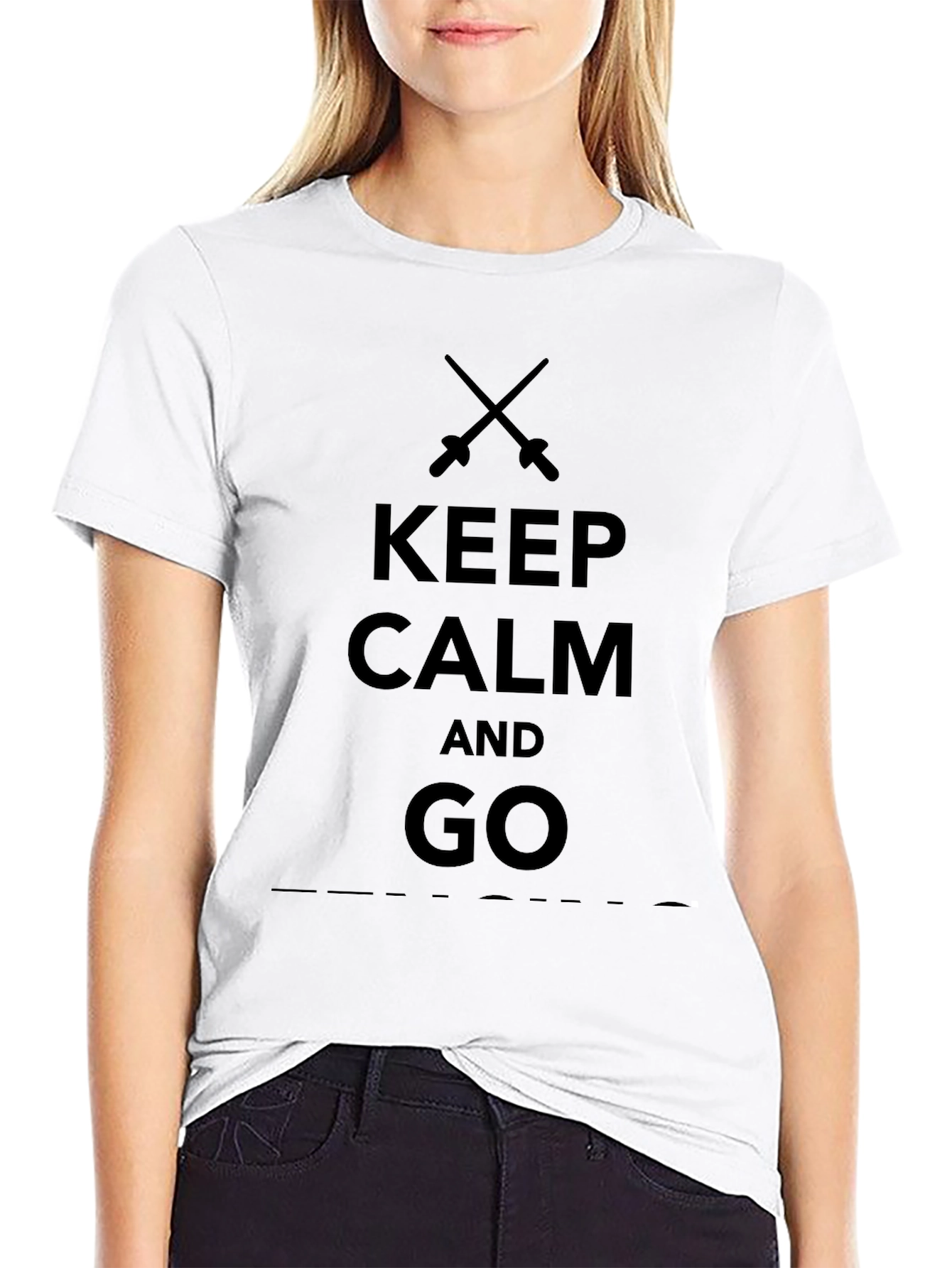 Keep Calm and Go Black Graphic T-Shirt
