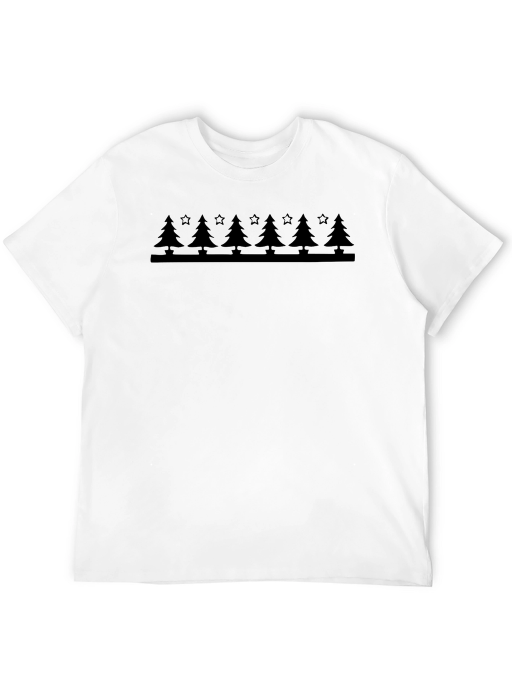 Festive Tree & Star Graphic Tee - Black