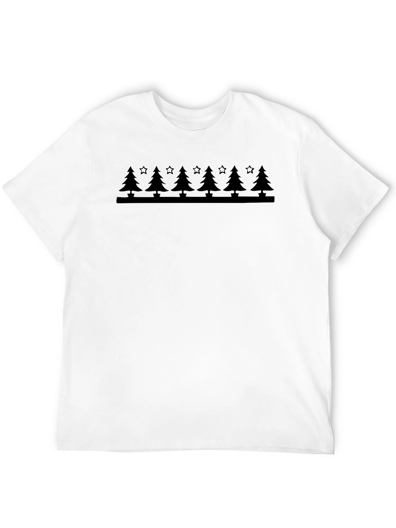 Festive Tree & Star Graphic Tee - Black