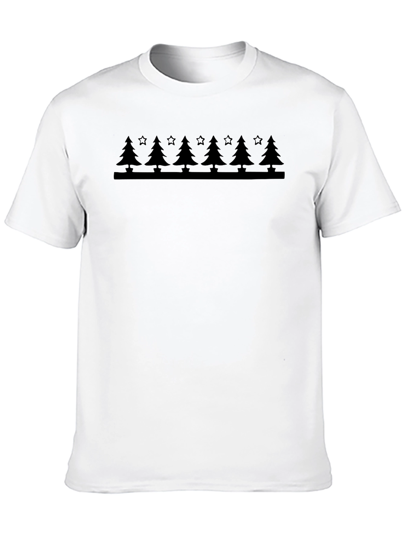 Festive Tree & Star Graphic Tee - Black