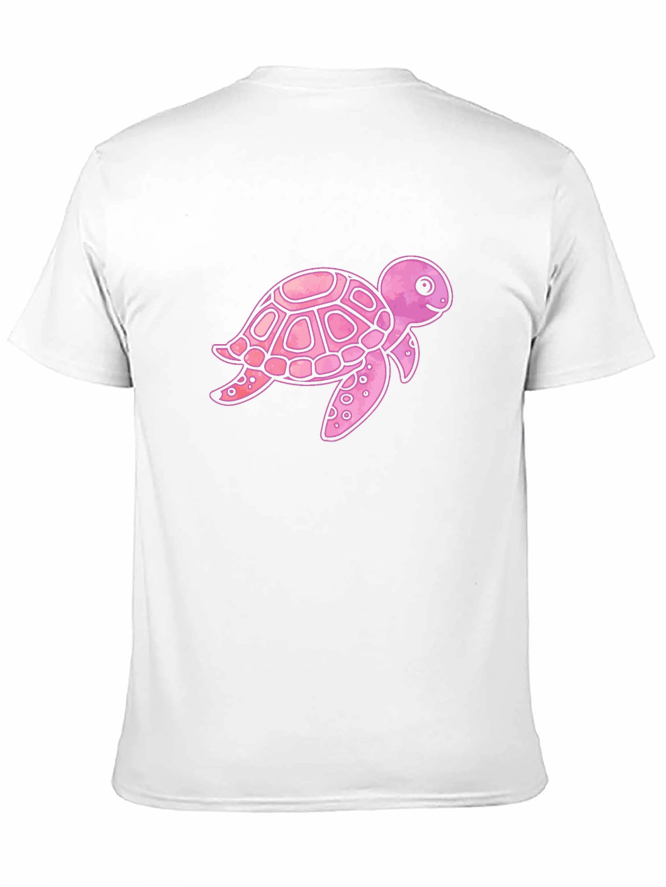 Pink Turtle Graphic Print Mens Black T-Shirt