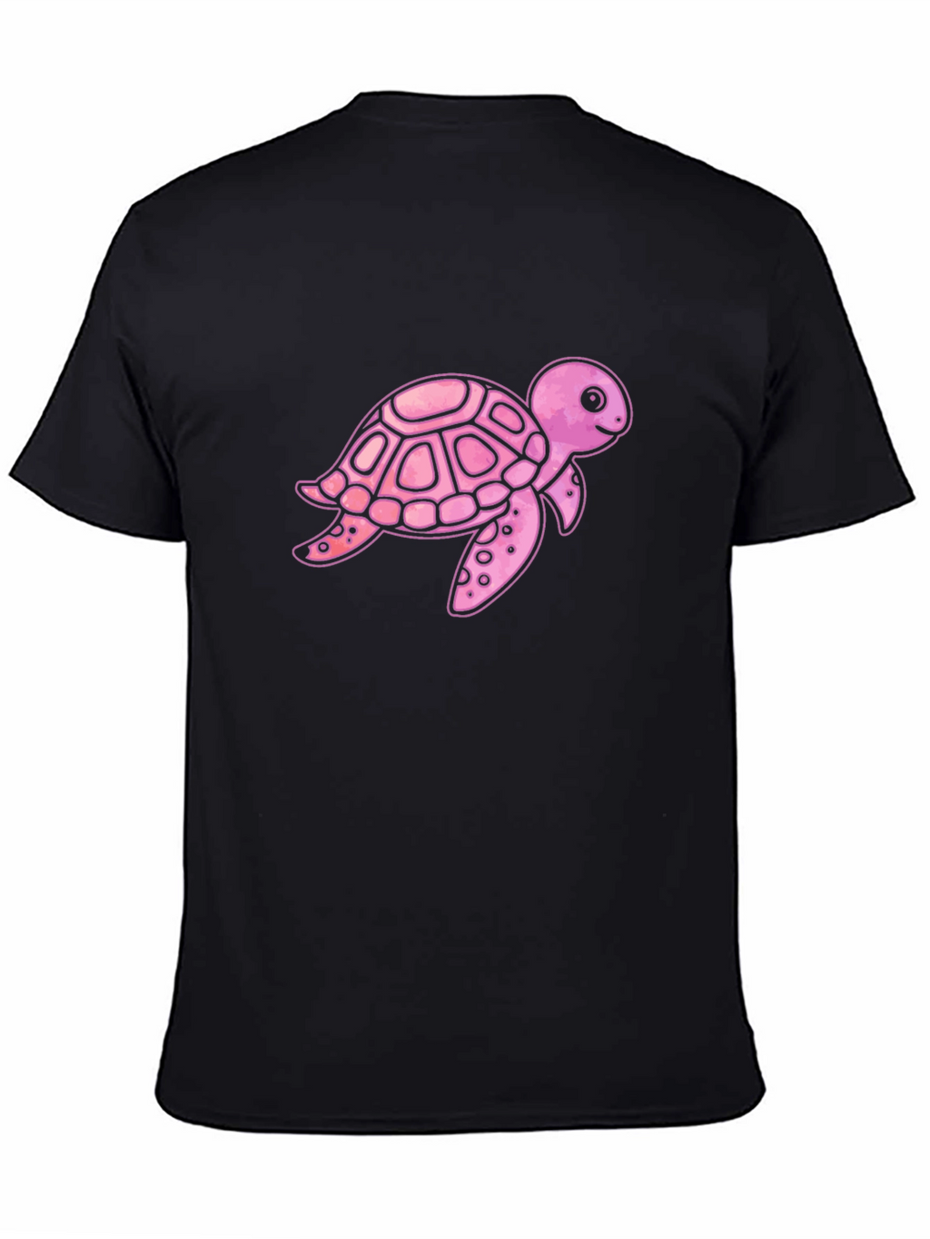 Pink Turtle Graphic Print Mens Black T-Shirt