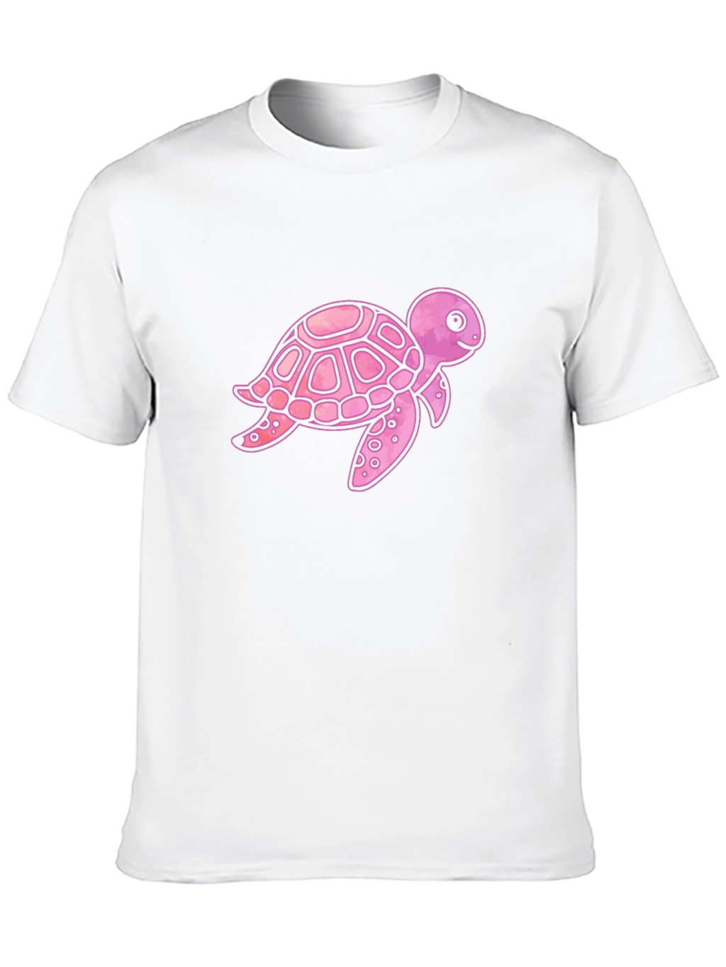 Pink Turtle Graphic Print Mens Black T-Shirt