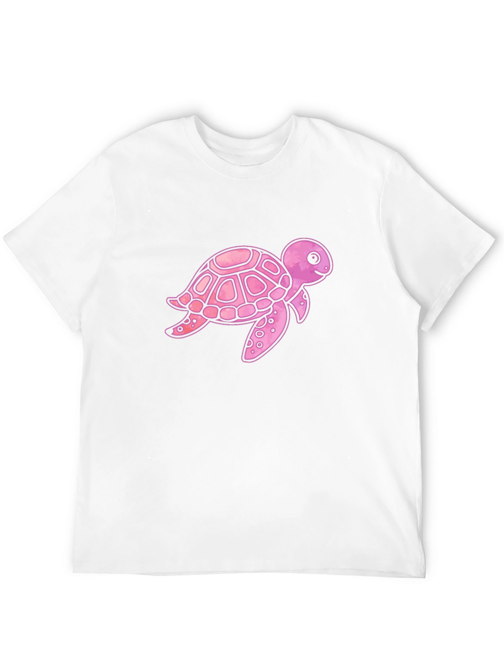 Pink Turtle Graphic Print Mens Black T-Shirt
