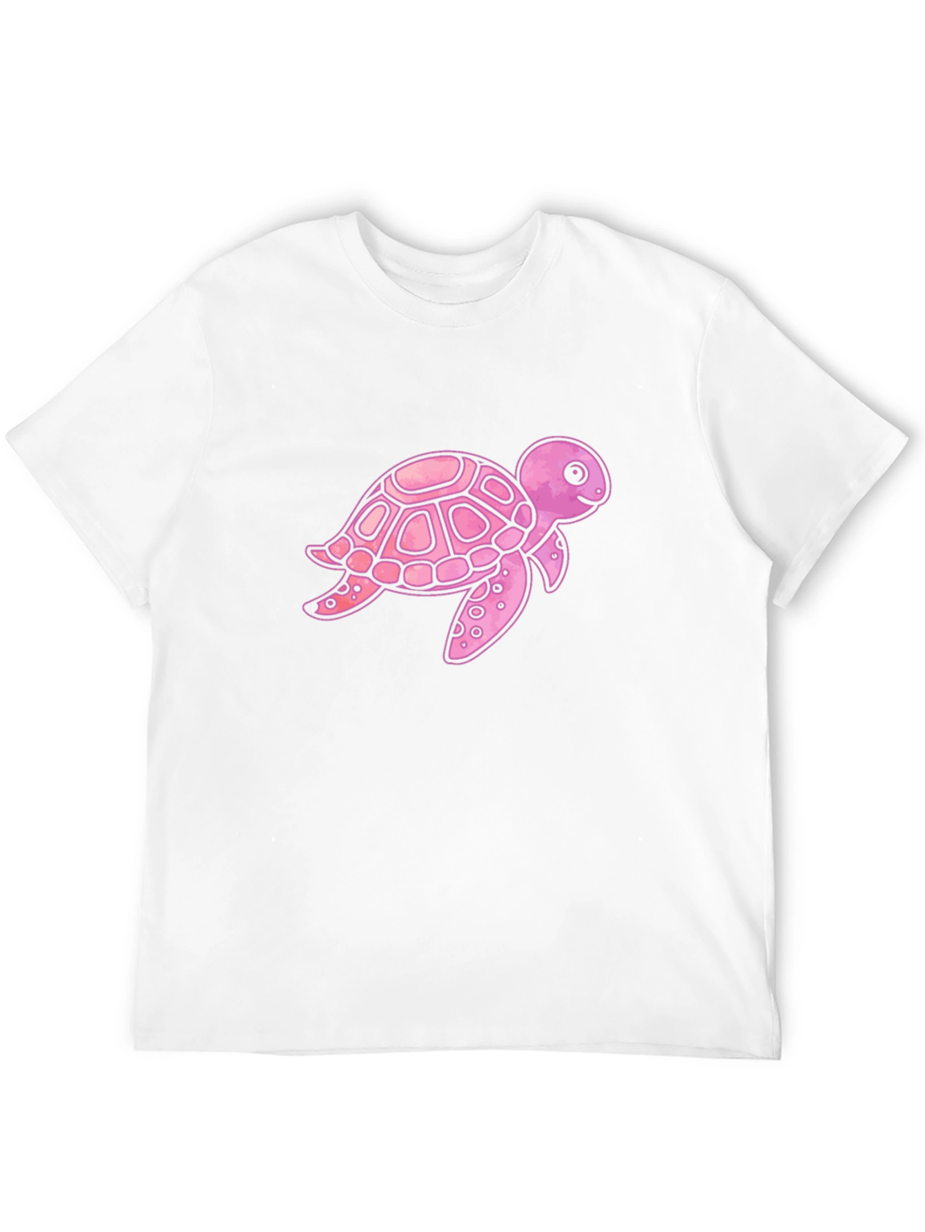 Pink Turtle Graphic Print Mens Black T-Shirt