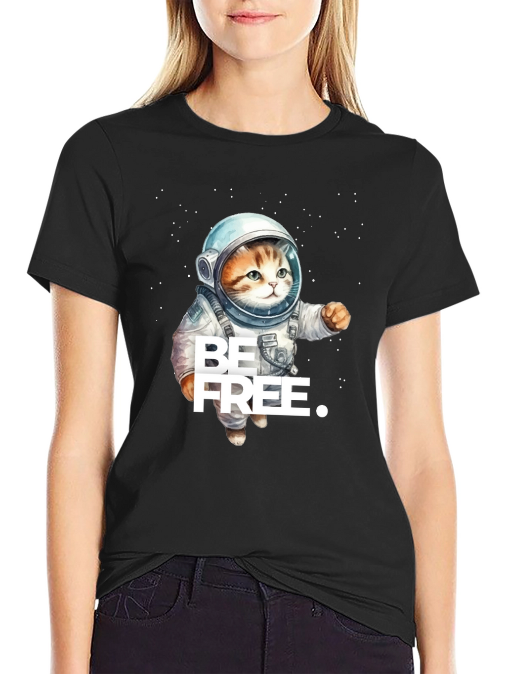 Cat Astronaut T-Shirt - Be Free Design