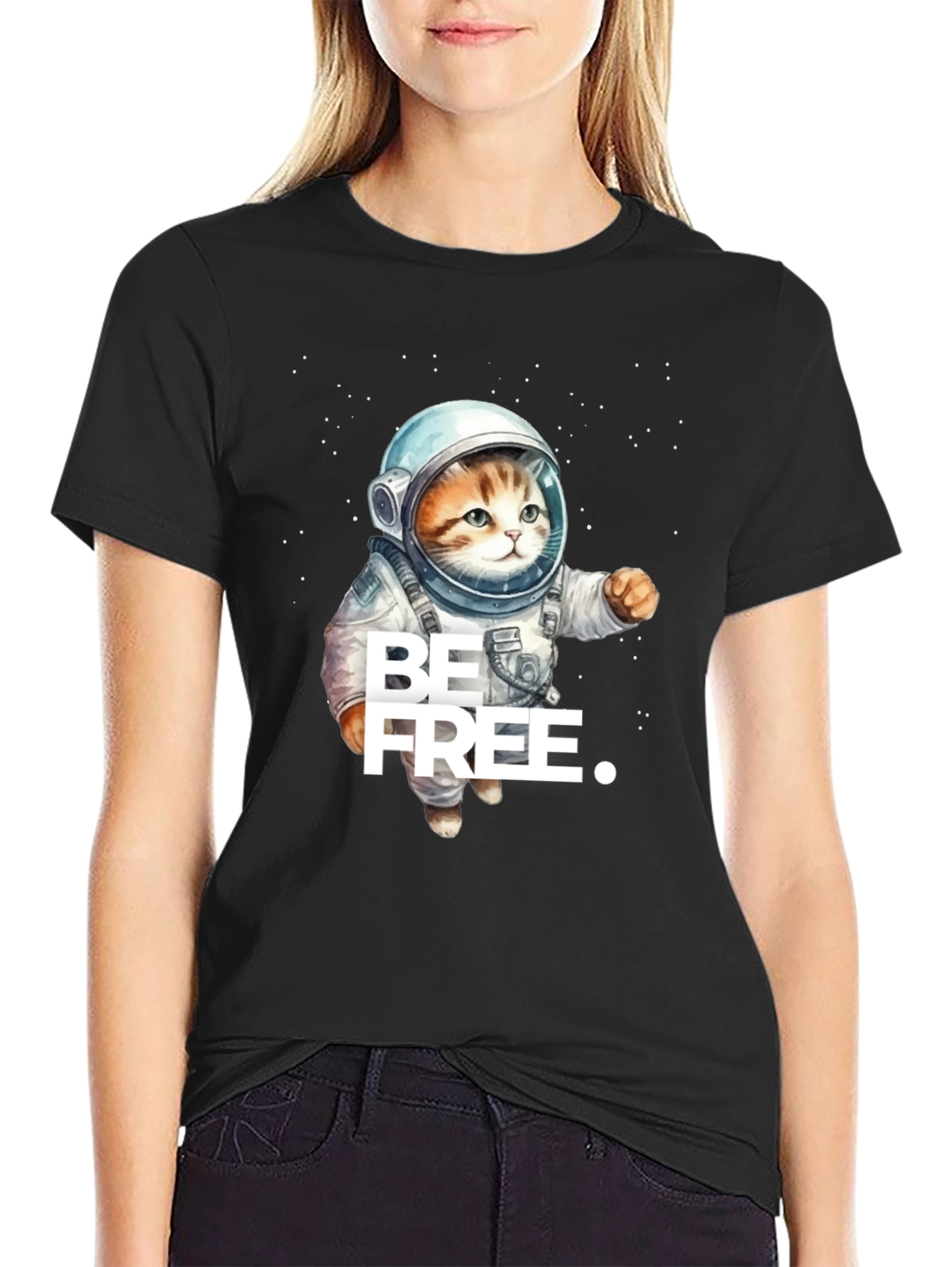 Cat Astronaut T-Shirt - Be Free Design