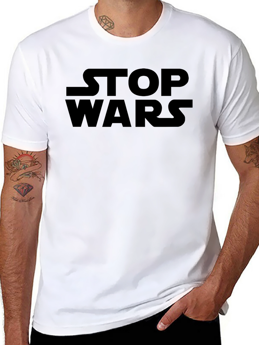 Stop Wars Black Graphic T-Shirt