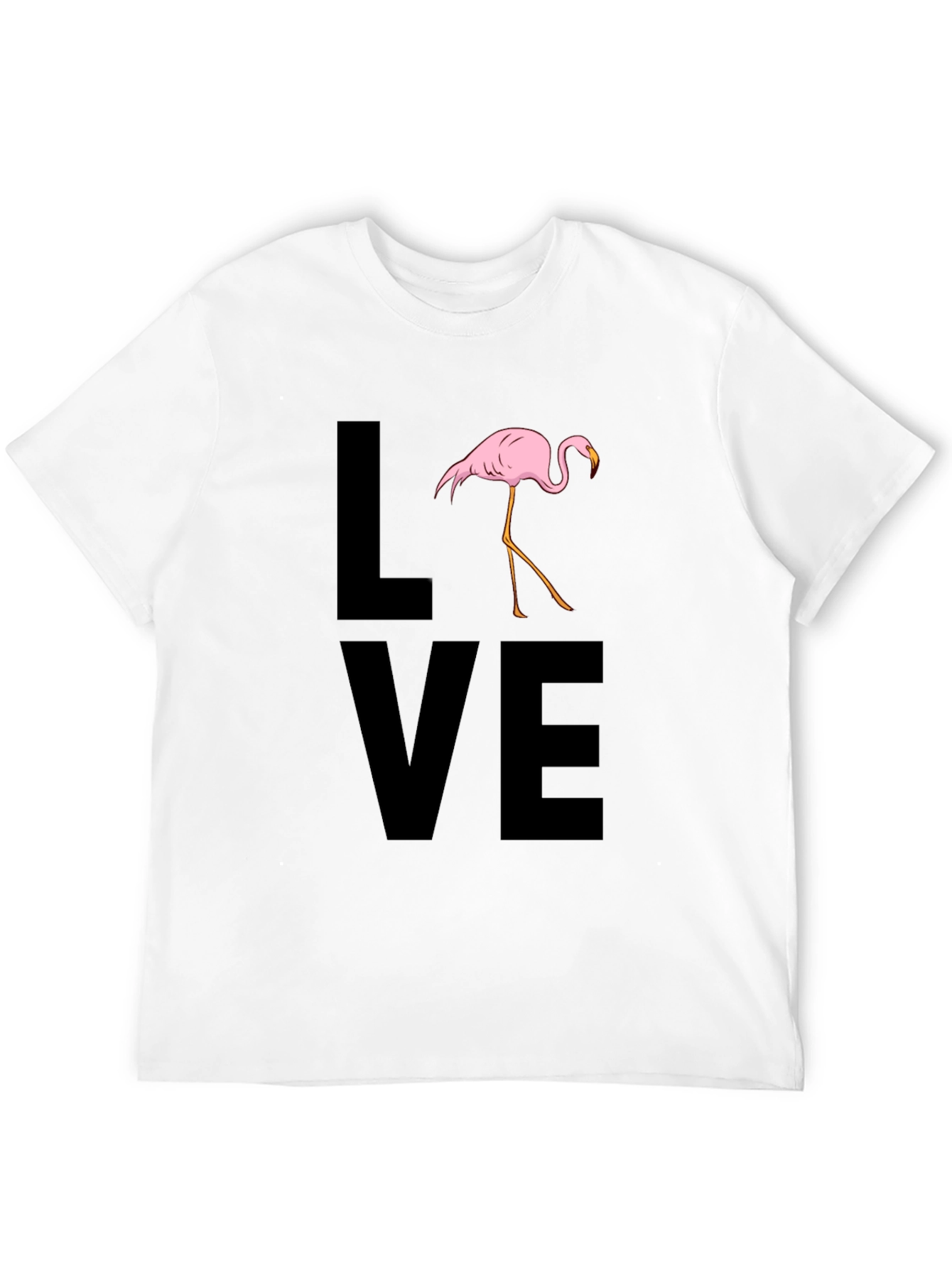 Flamingo LOVE Graphic T-Shirt - Black Casual Tee