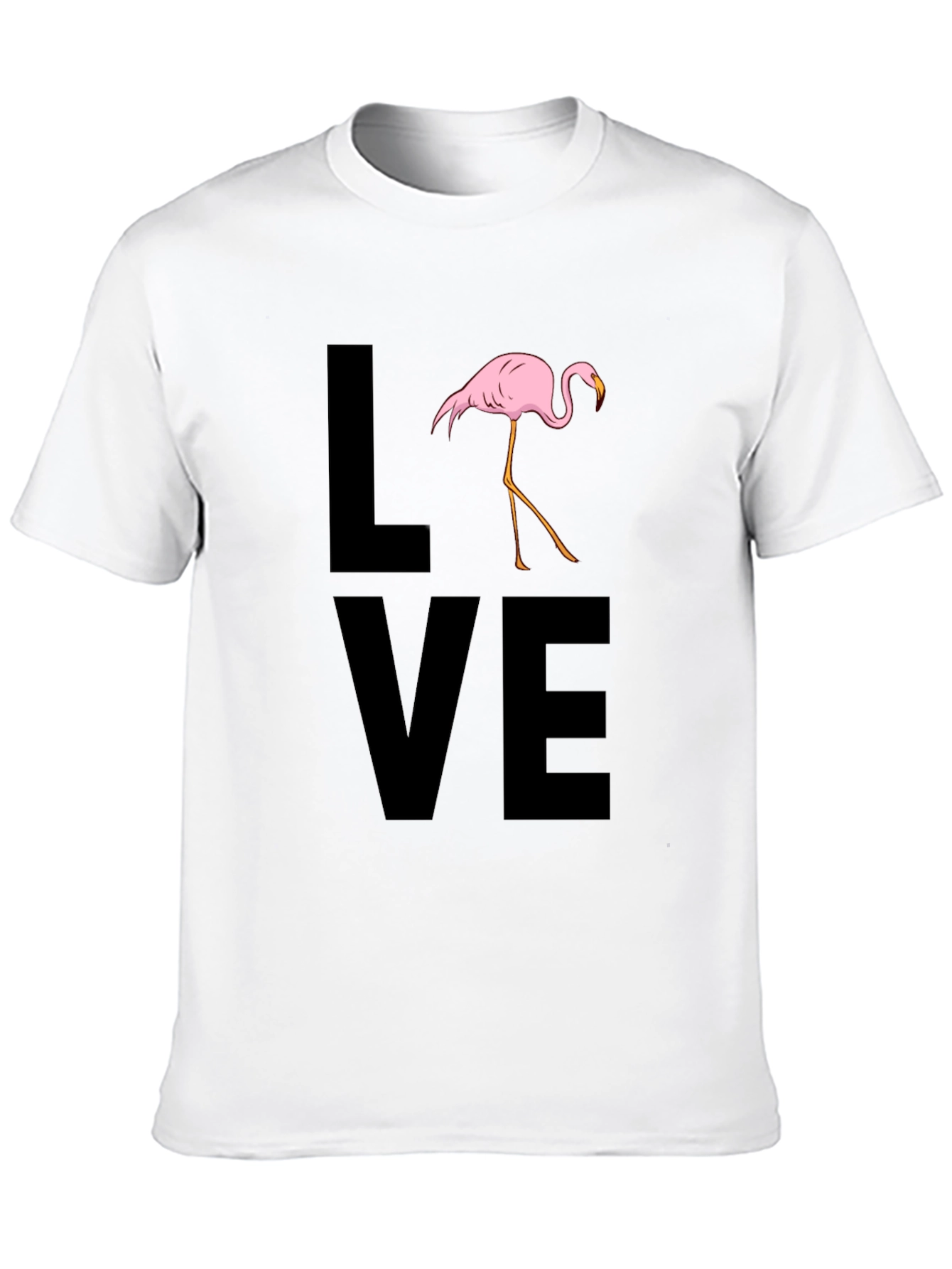 Flamingo LOVE Graphic T-Shirt - Black Casual Tee