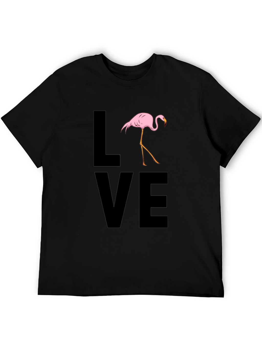 Flamingo LOVE Graphic T-Shirt - Black Casual Tee