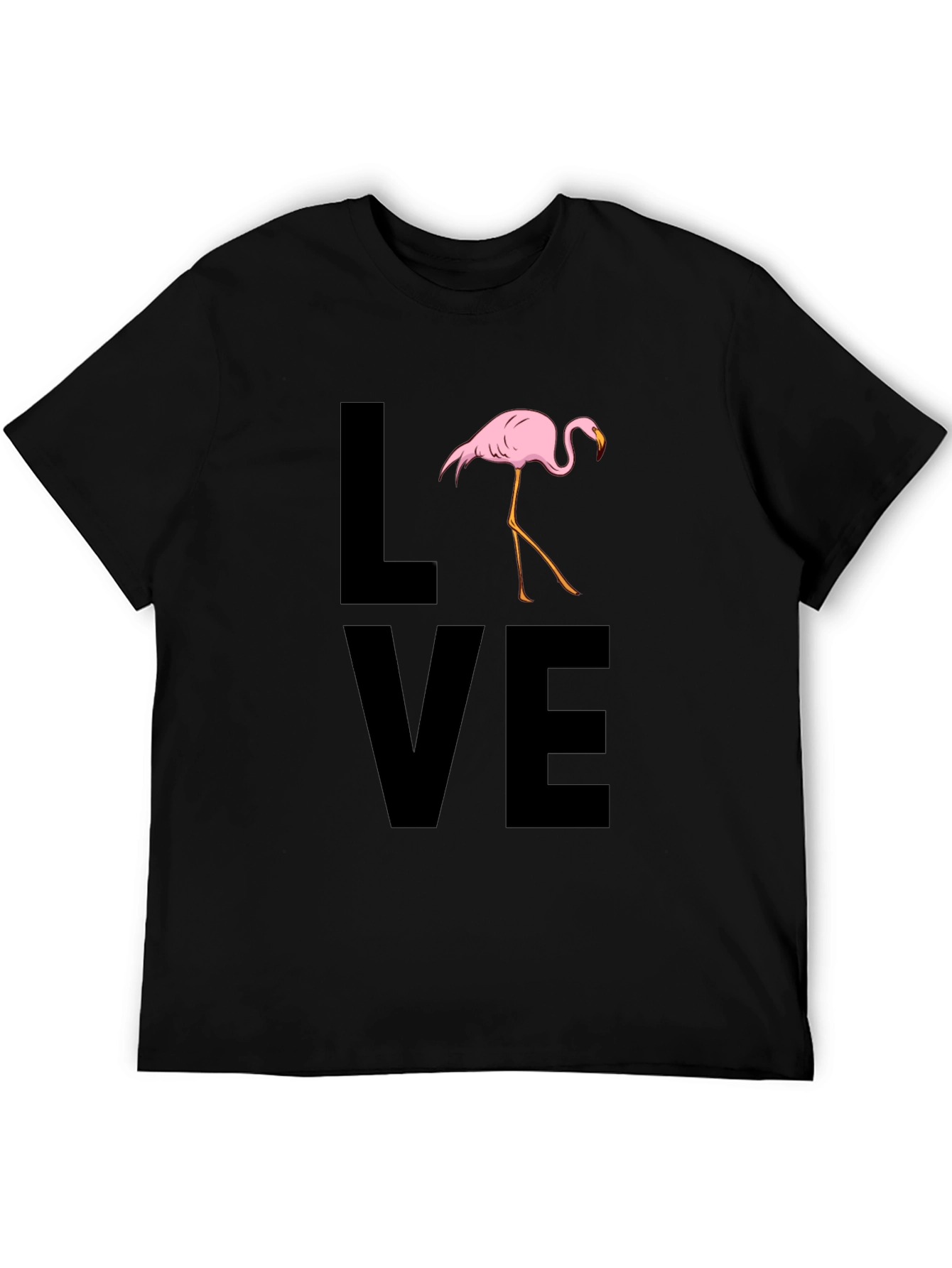 Flamingo LOVE Graphic T-Shirt - Black Casual Tee