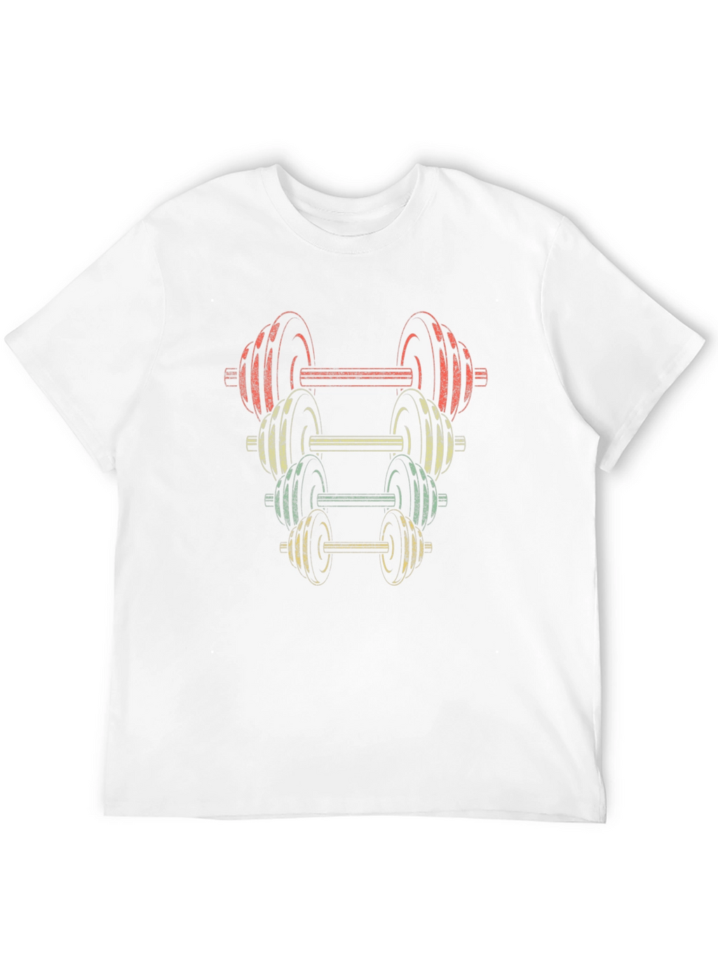Retro Dumbbell Stack Graphic T-Shirt - Fitness Apparel