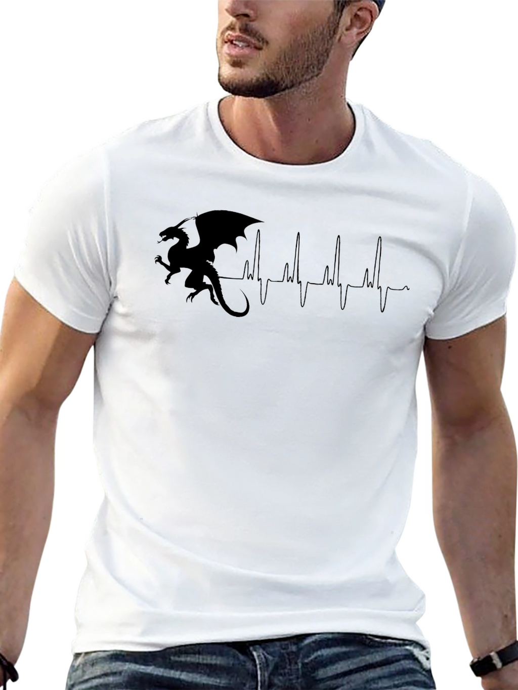 Dragon Heartbeat Graphic Tee - Black