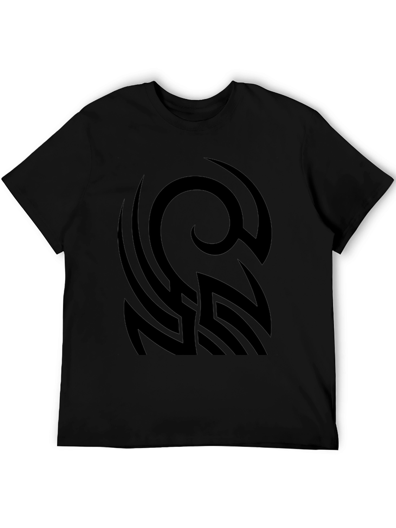 Black Graphic Tee - Abstract Tribal Design