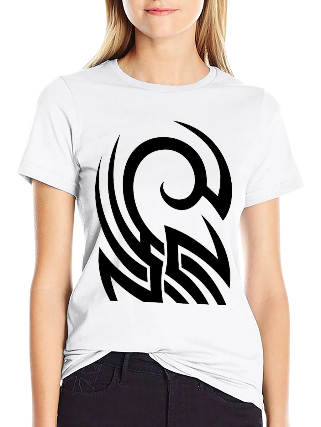 Black Graphic Tee - Abstract Tribal Design