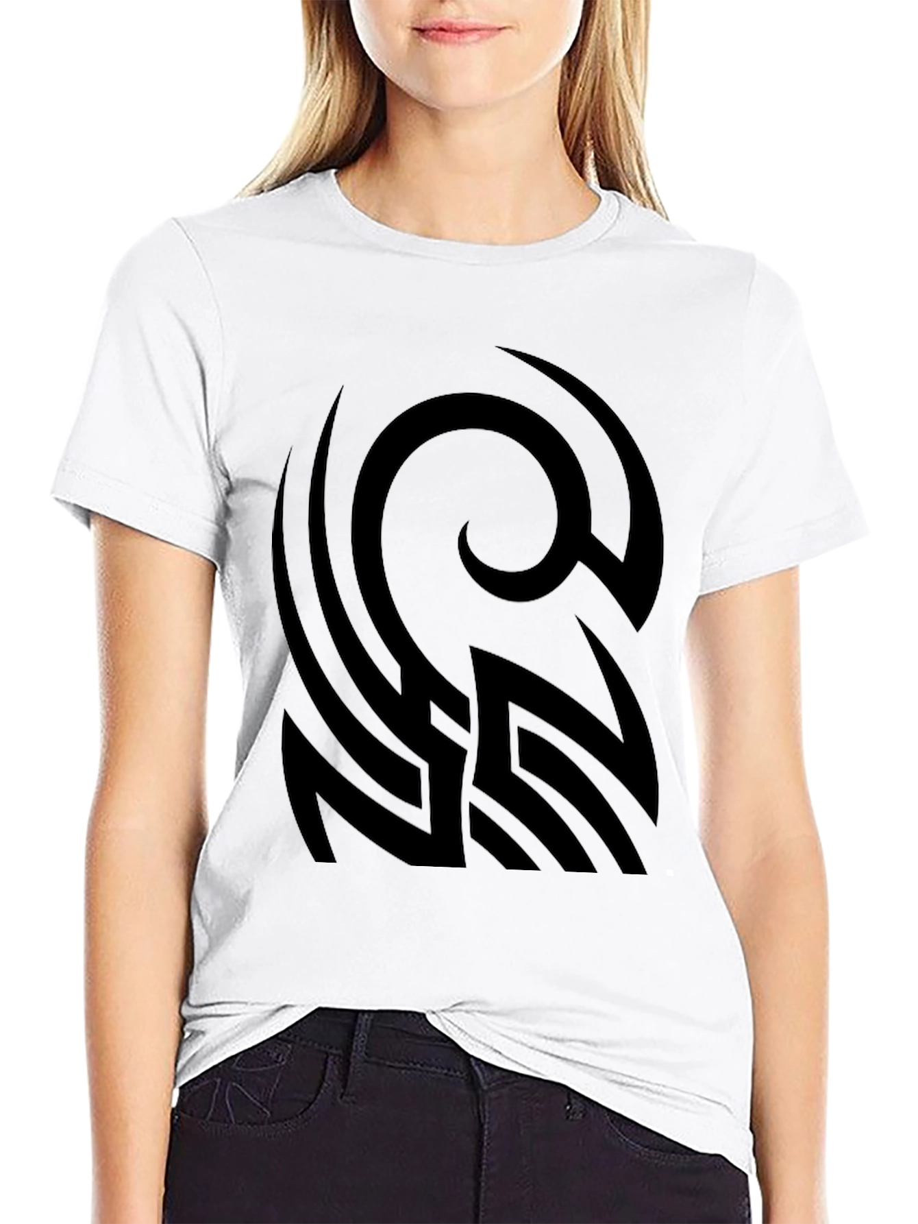 Black Graphic Tee - Abstract Tribal Design