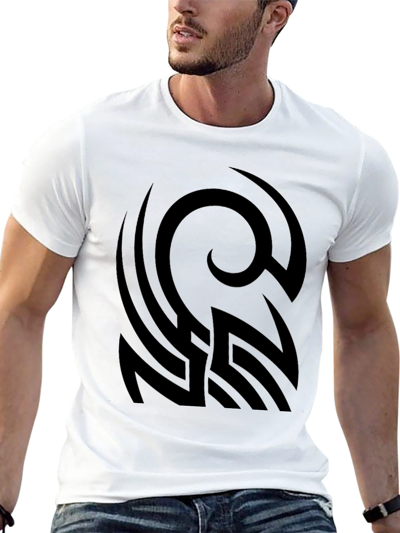 Black Graphic Tee - Abstract Tribal Design