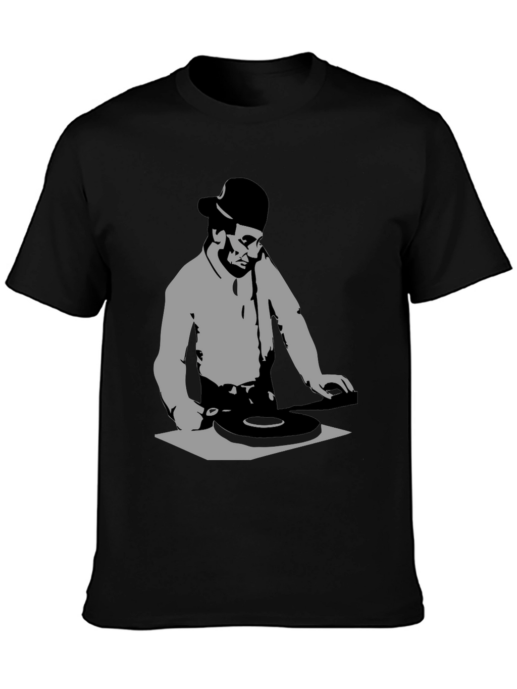 DJ Silhouette Black Graphic T-Shirt - Turntable