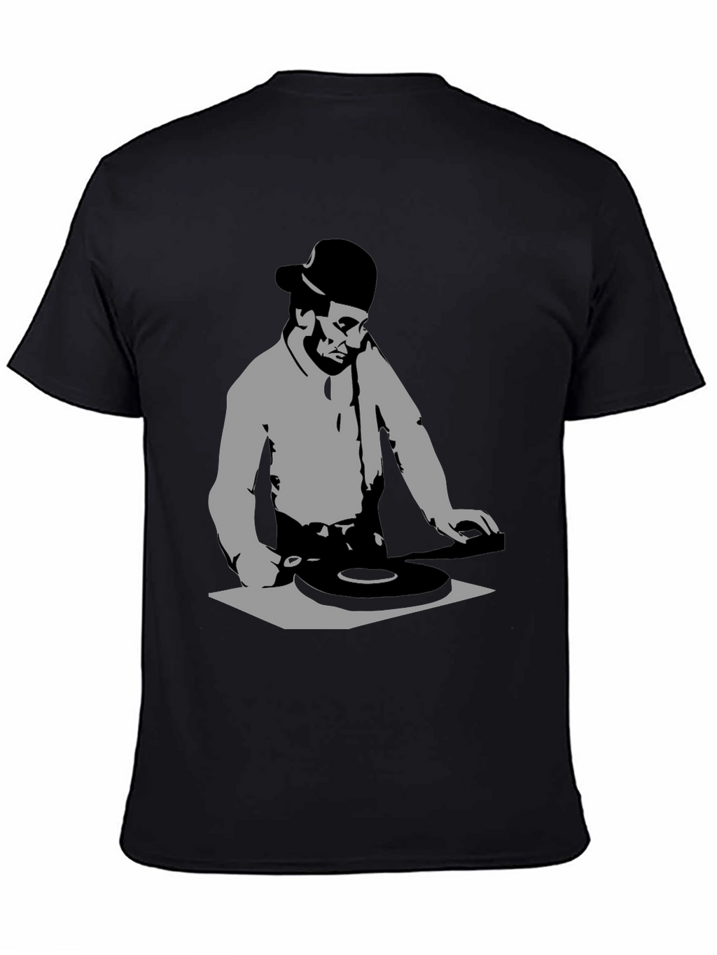 DJ Silhouette Black Graphic T-Shirt - Turntable