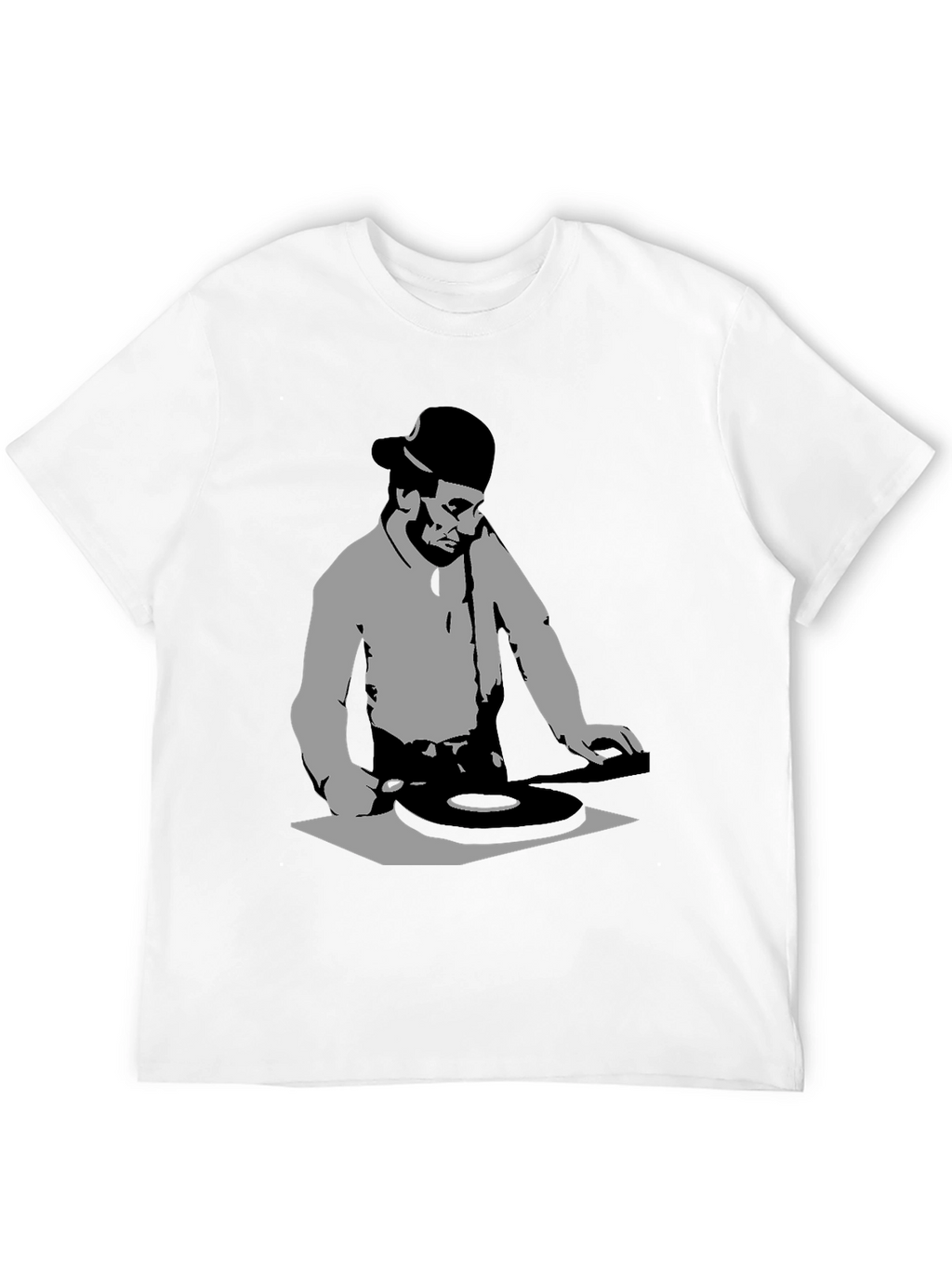 DJ Silhouette Black Graphic T-Shirt - Turntable