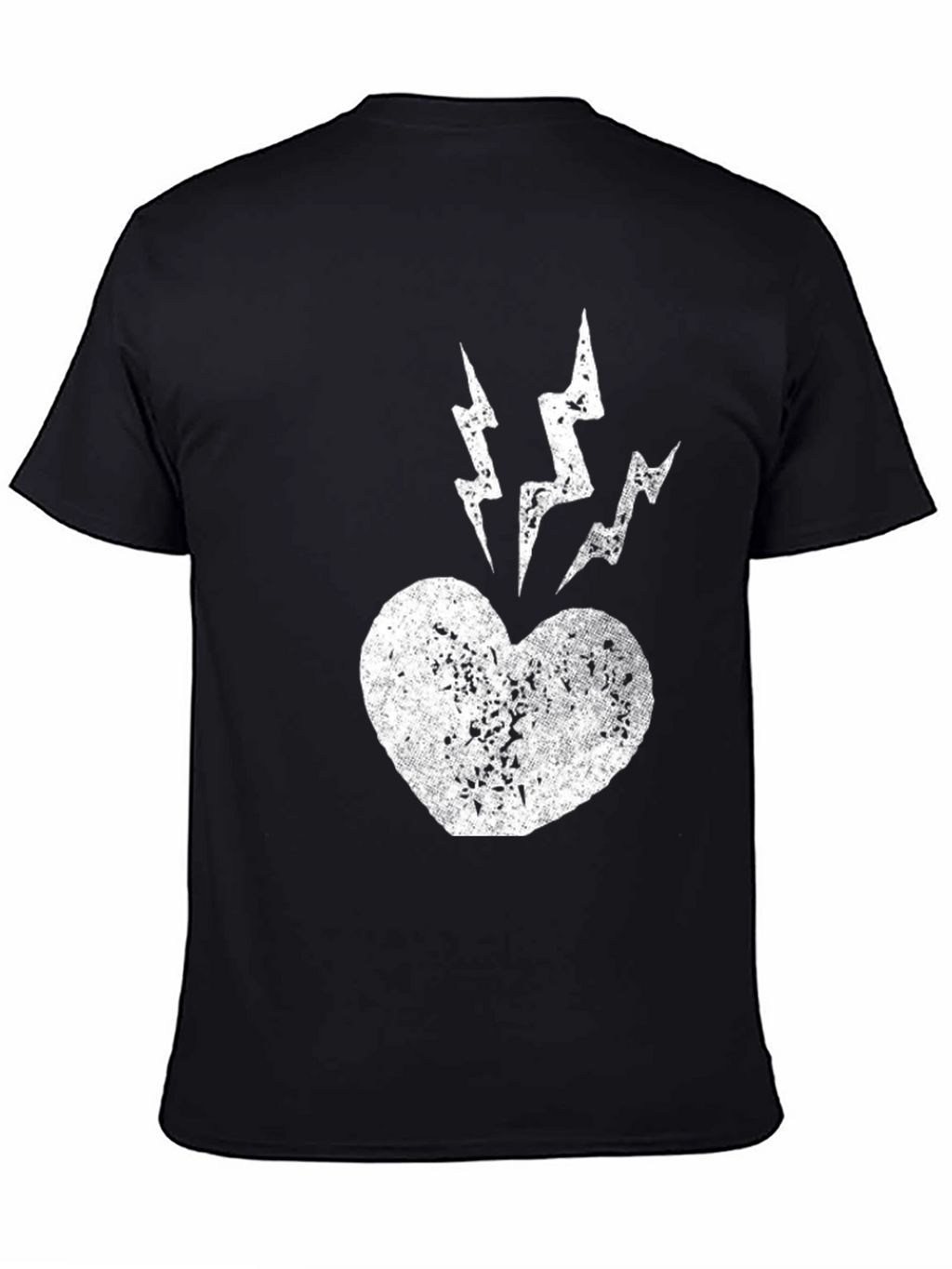 Heart Lightning Bolt Graphic Tee - Black Cotton