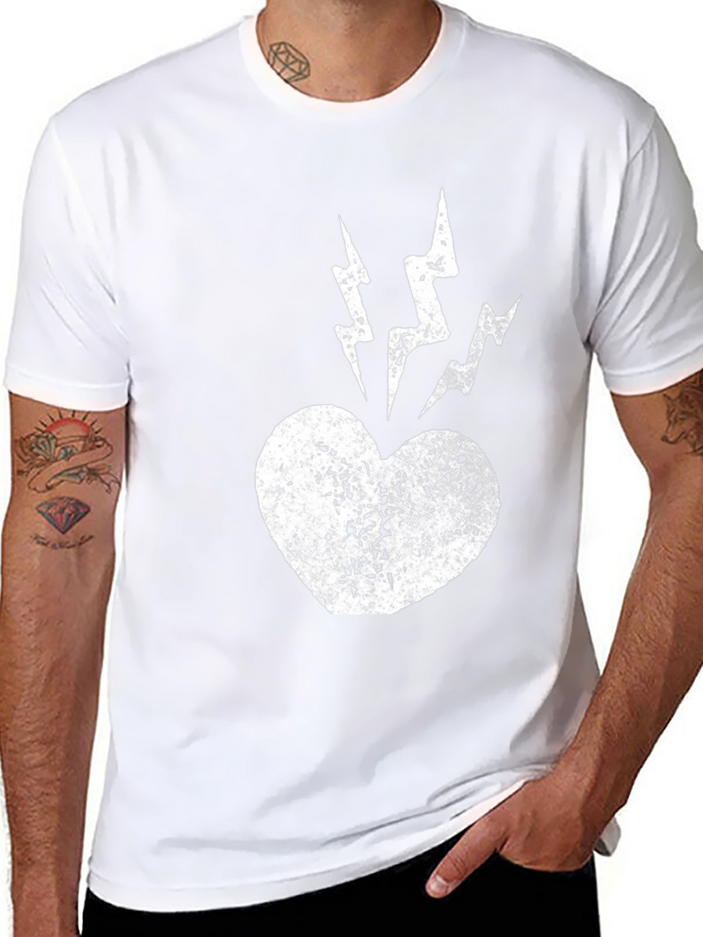 Heart Lightning Bolt Graphic Tee - Black Cotton
