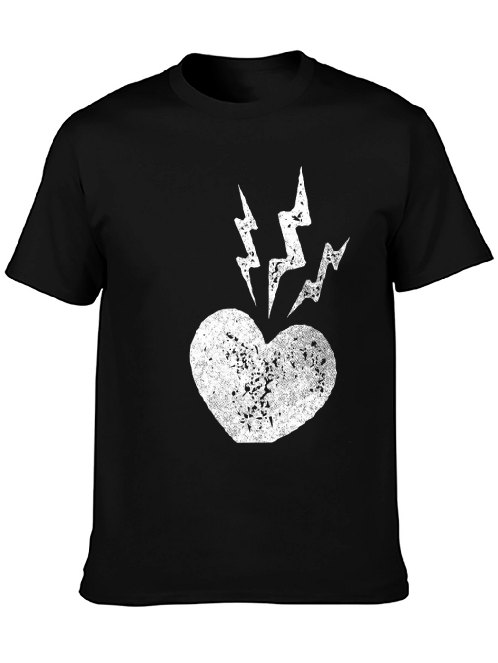 Heart Lightning Bolt Graphic Tee - Black Cotton