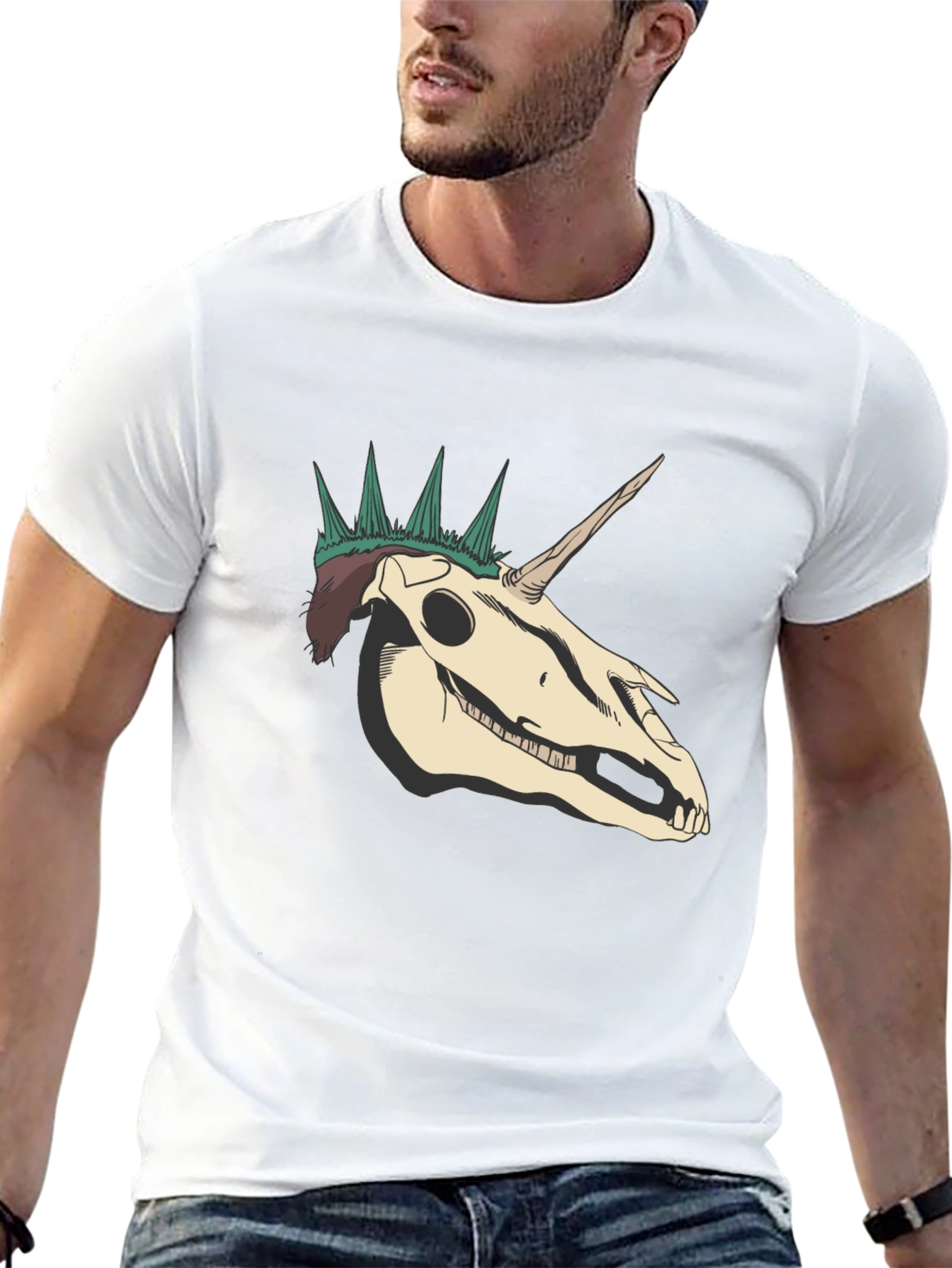 Unicorn Skull Graphic Tee - Black