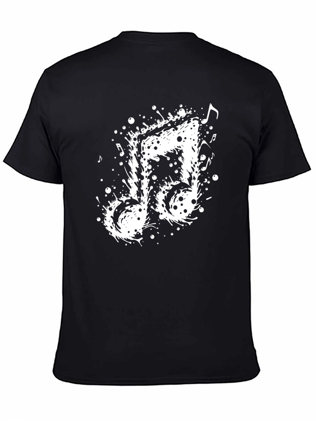 Musical Note Splatter Graphic Tee - Black Cotton