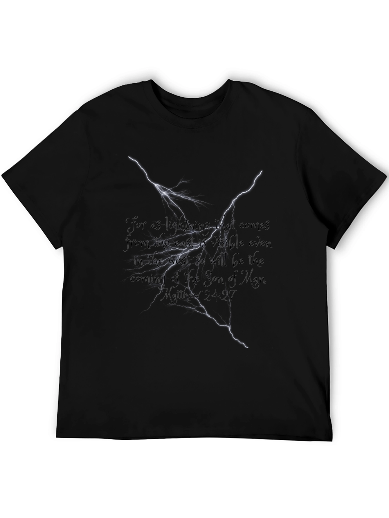 Matthew 24:27 Lightning Graphic Black T-Shirt