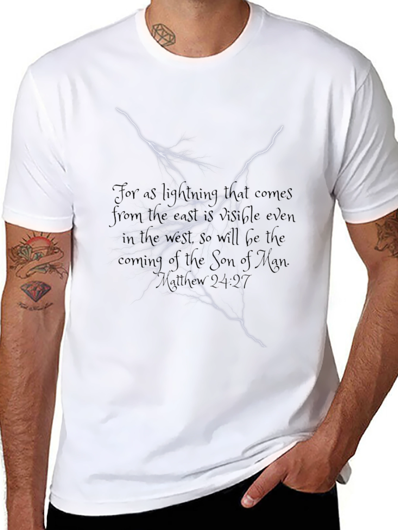 Matthew 24:27 Lightning Graphic Black T-Shirt